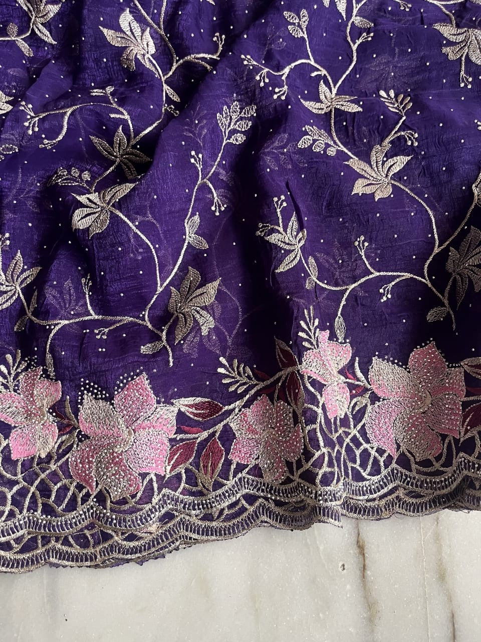 Crush fabric saree