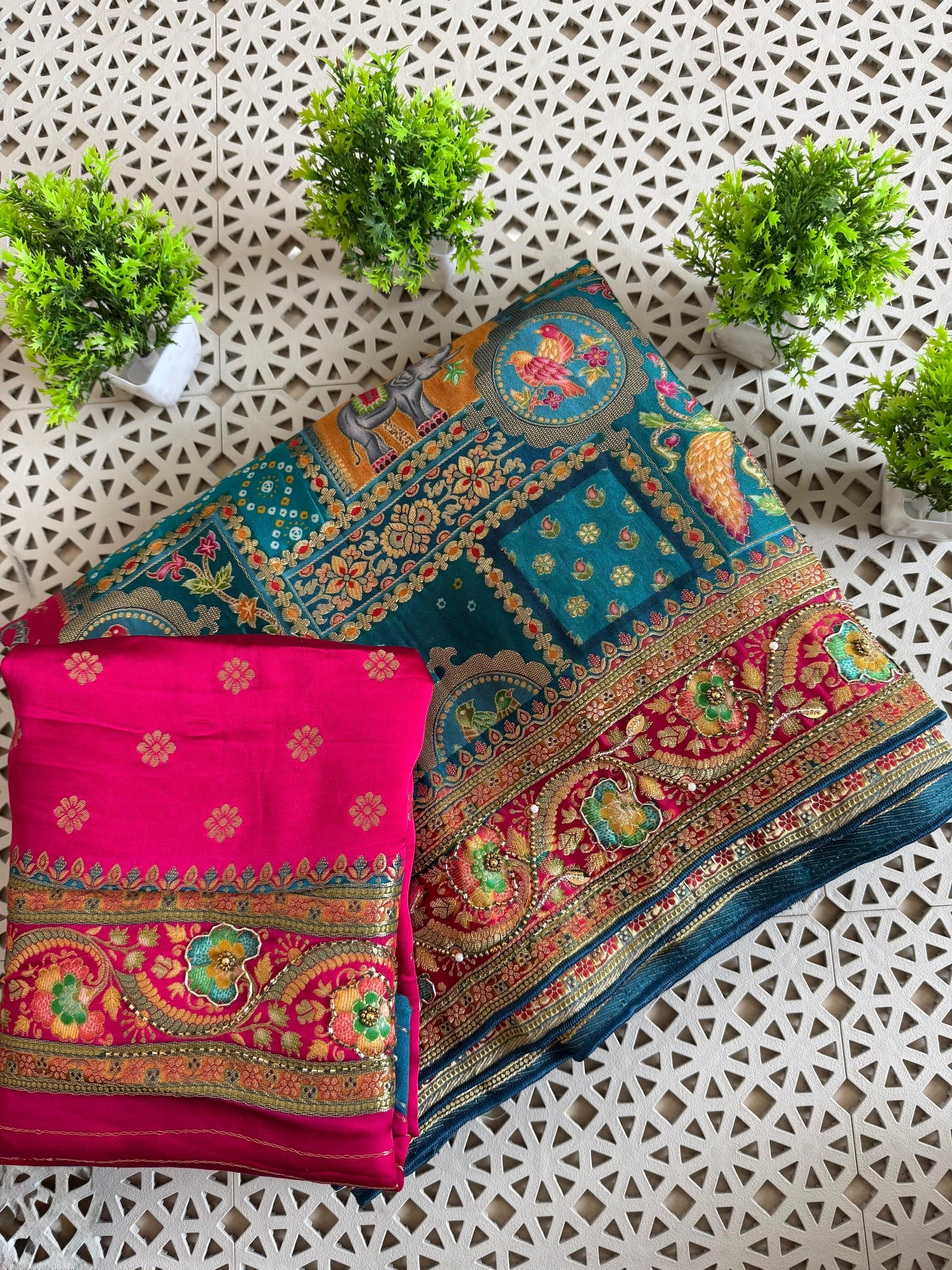 Heavy Pashmina Silk Saree With Zari Weaving Design