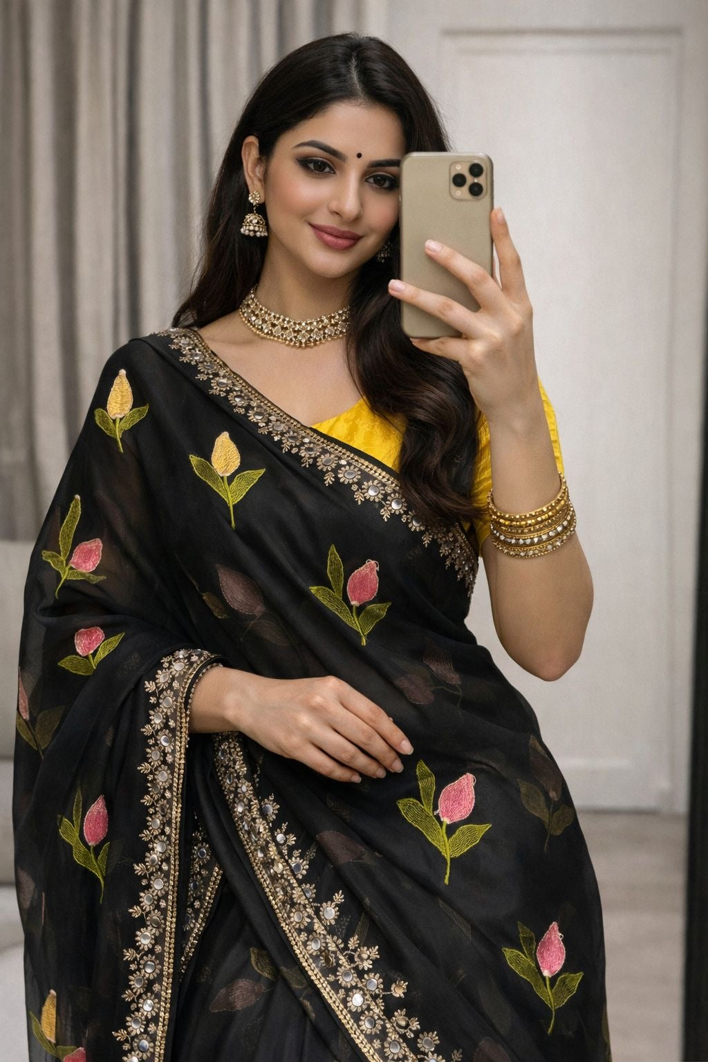 Soft Rangoli silk saree with embroidery work