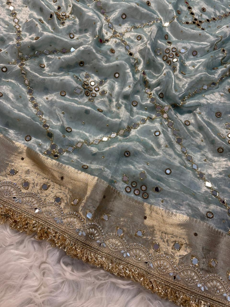 pure tissue silk with handwork