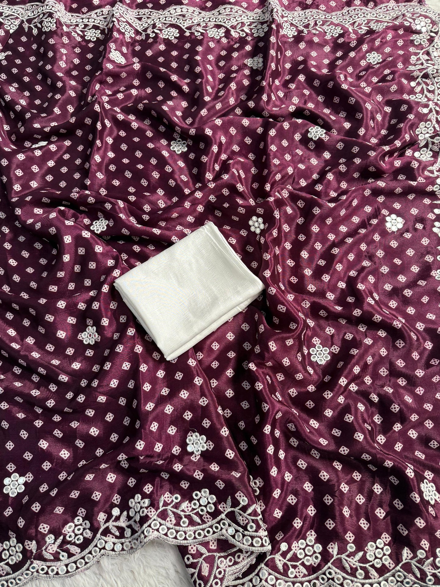 Beautiful Chinon fabrics Bandhej Print