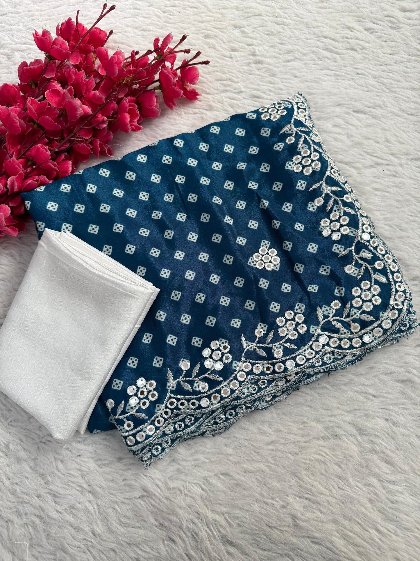 Beautiful Chinon fabrics Bandhej Print