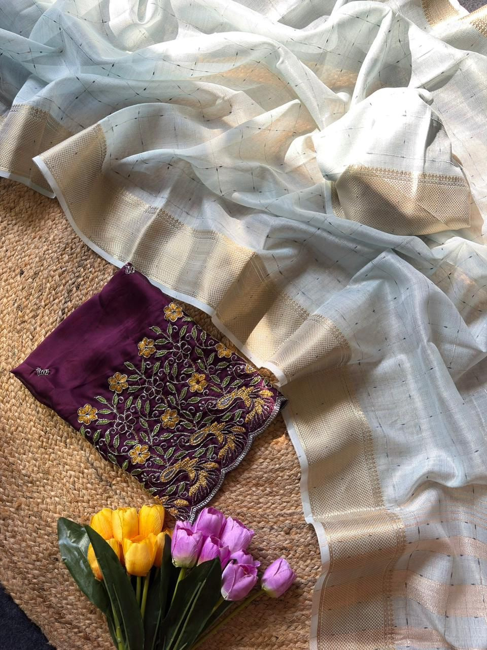 Soft tissue crush saree