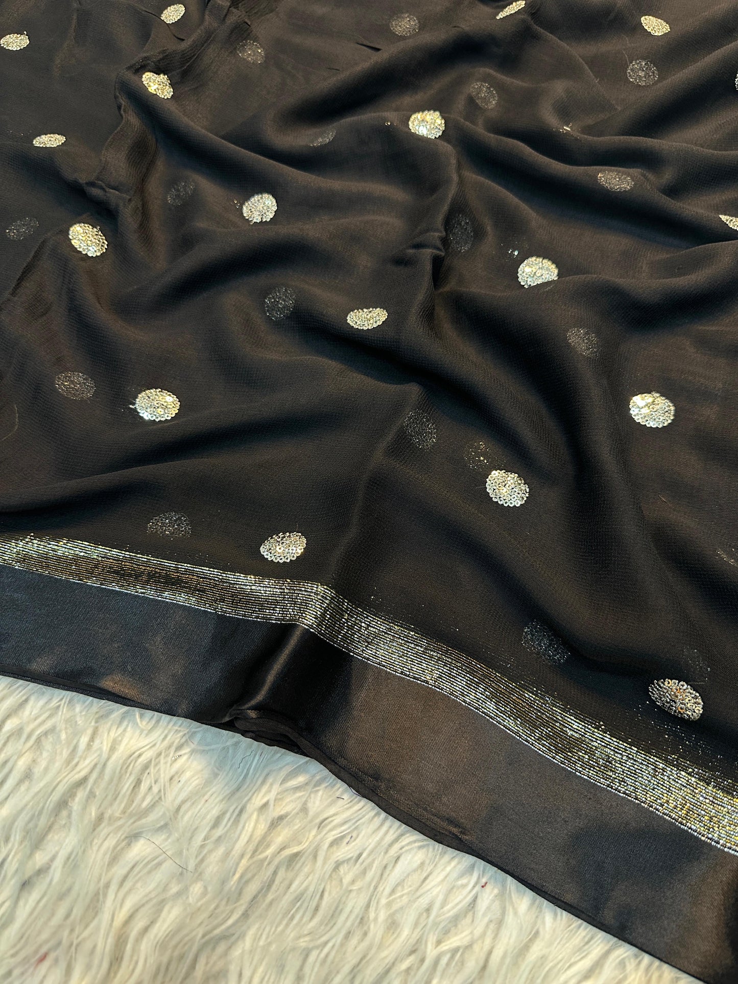 Satin patta saree