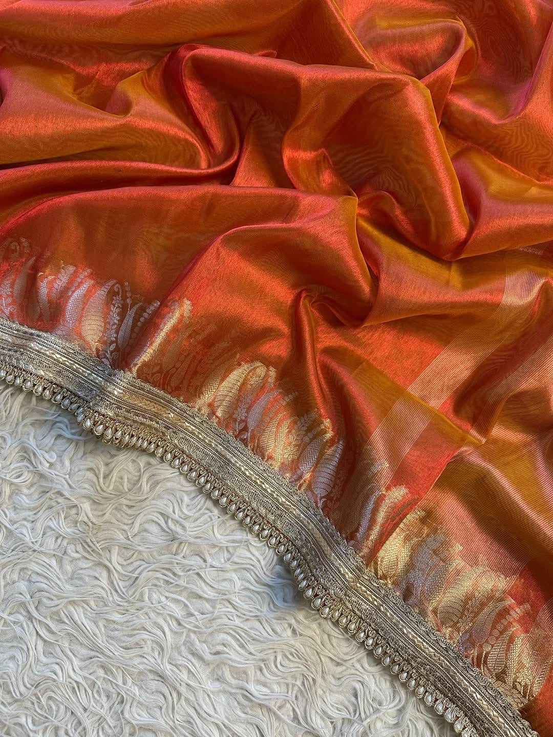 Banarasi Tissue Mirchi Border Soft saree