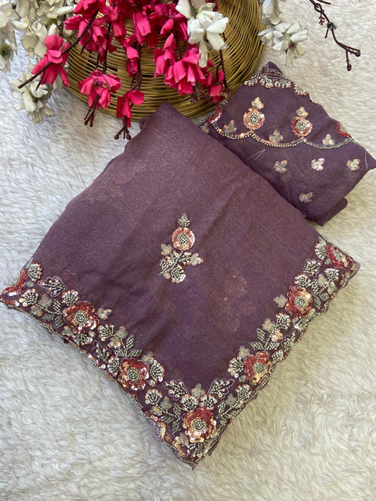 Chiffon handwork saree