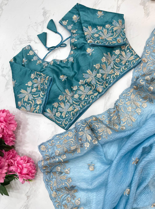 candy crush fabric with amazing embroidery thread work fancy