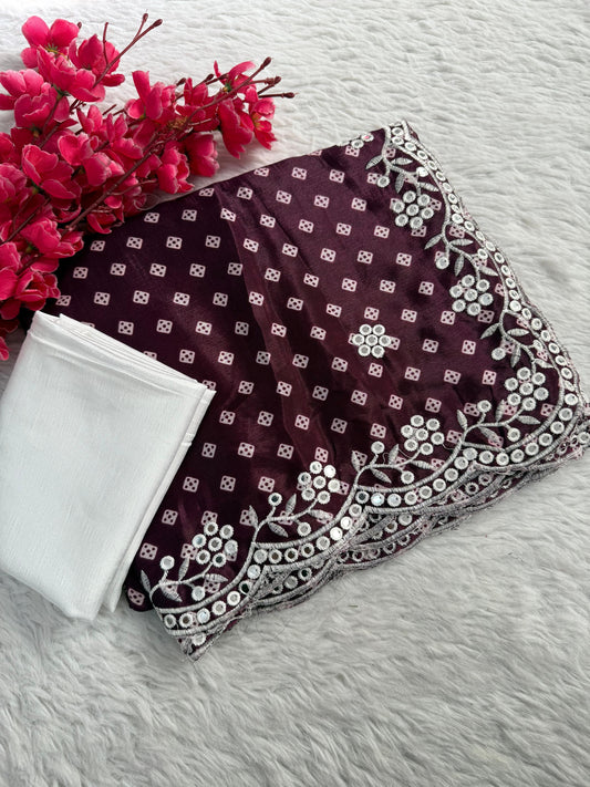 Beautiful Chinon fabrics Bandhej Print