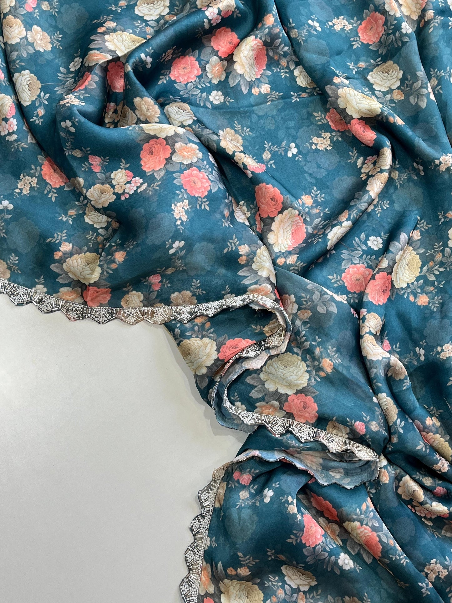 Satin georgette saree