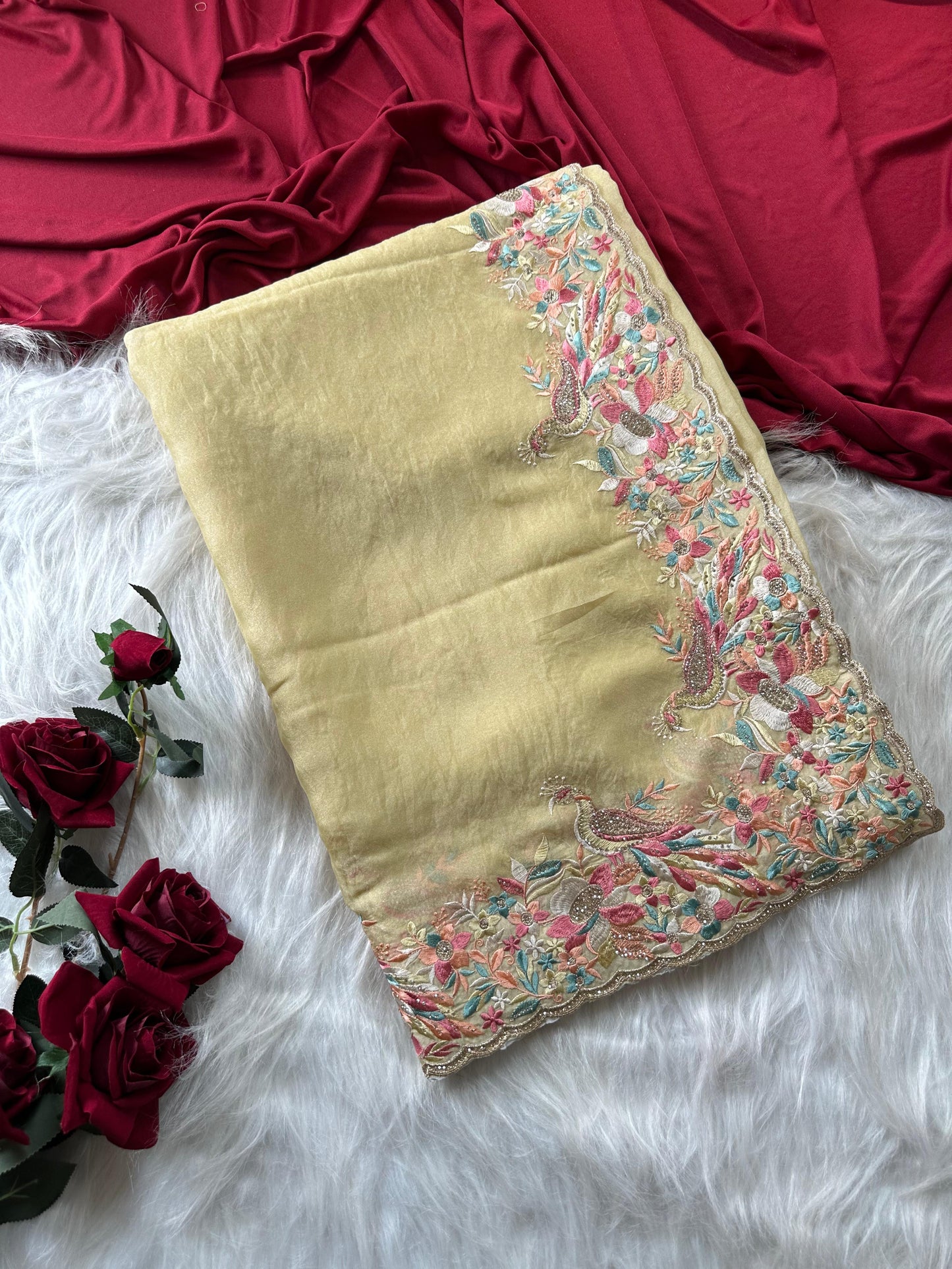 Premium moss chiffon saree