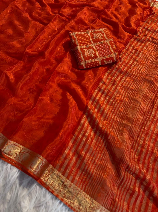 Pure viscose chinnon silk saree