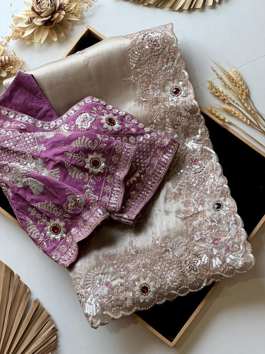 Pure soft simmer tissue silk saree