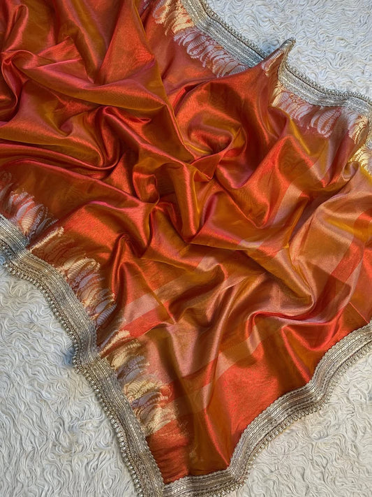 Banarasi Tissue Mirchi Border Soft saree