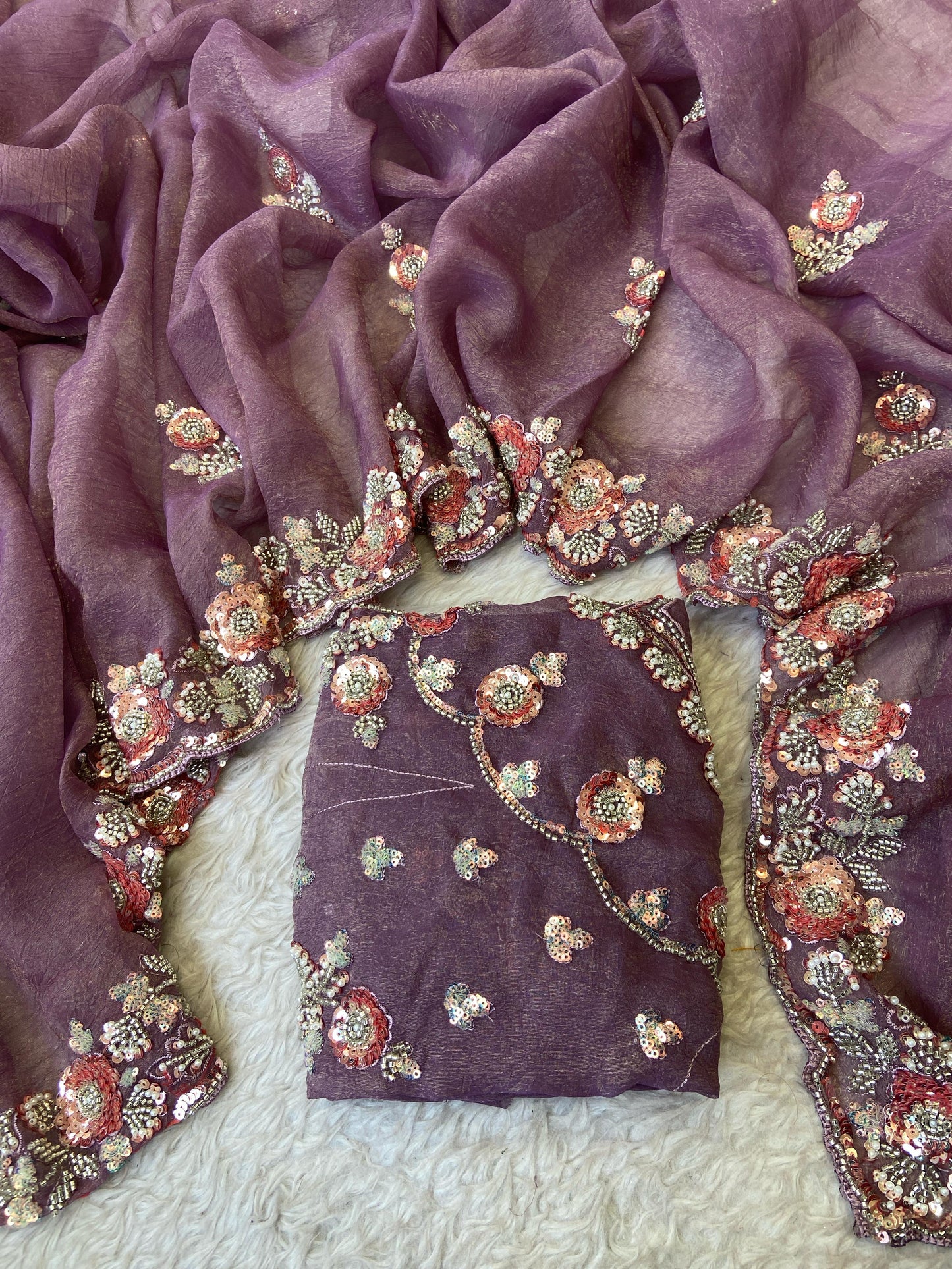 Chiffon handwork saree