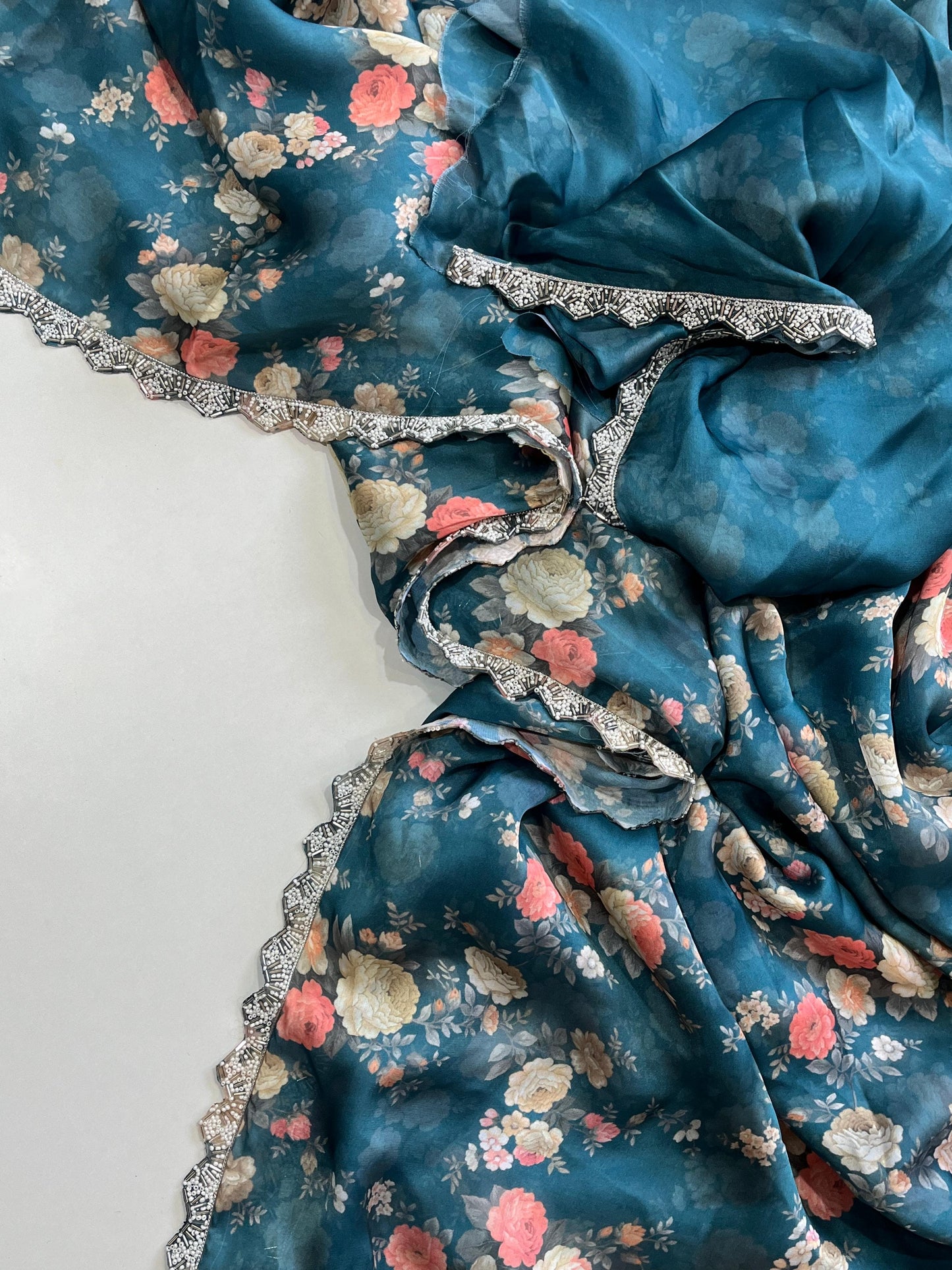 Satin georgette saree
