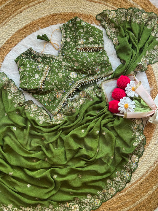 Crush silk saree
