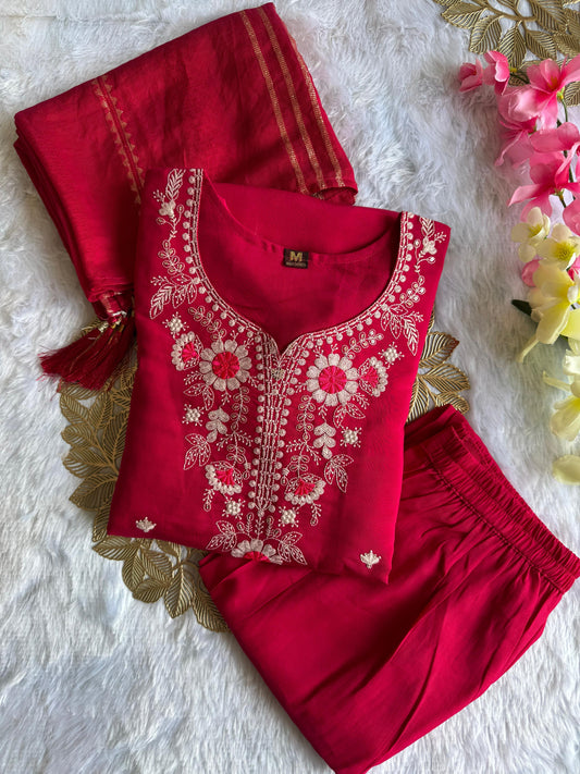 Roman Silk with Beautiful Embroidery kurta set