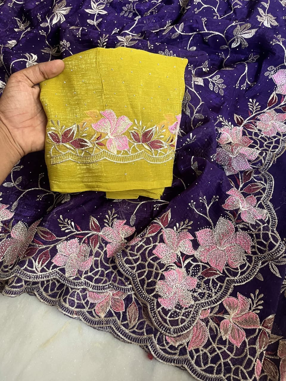 Crush fabric saree