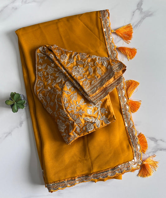 Pure chiffon georgette saree