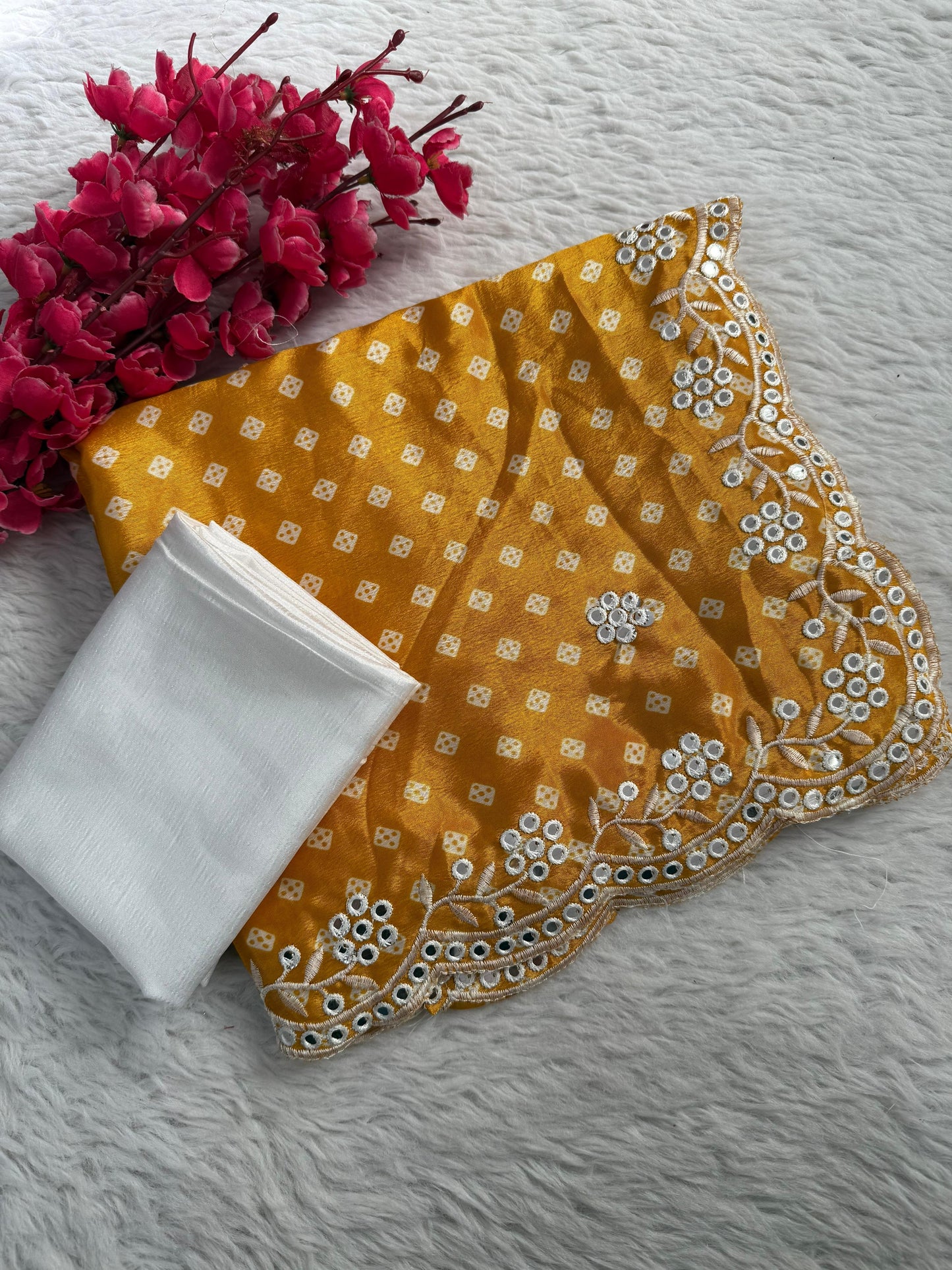 Beautiful Chinon fabrics Bandhej Print
