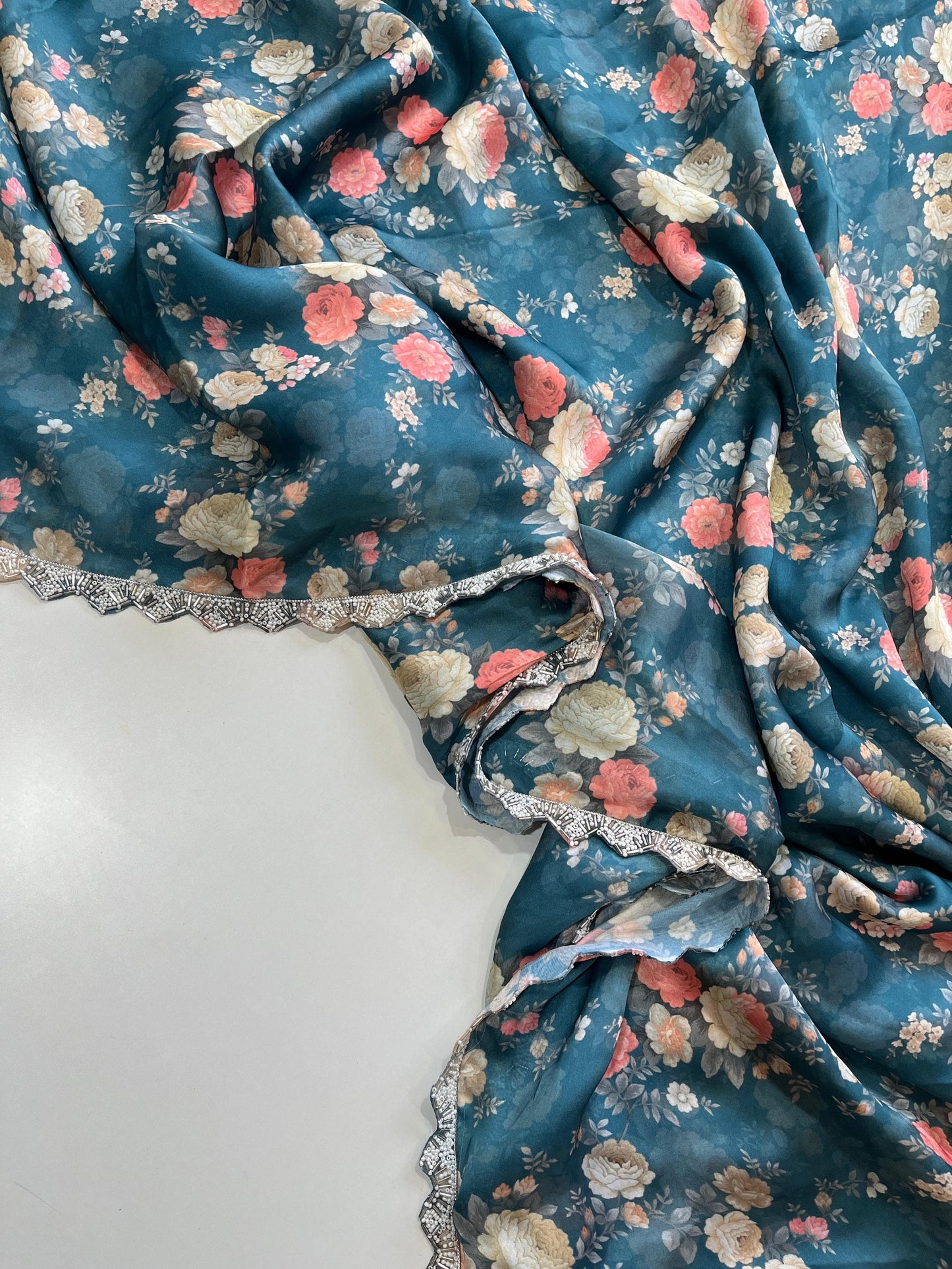 Satin georgette saree