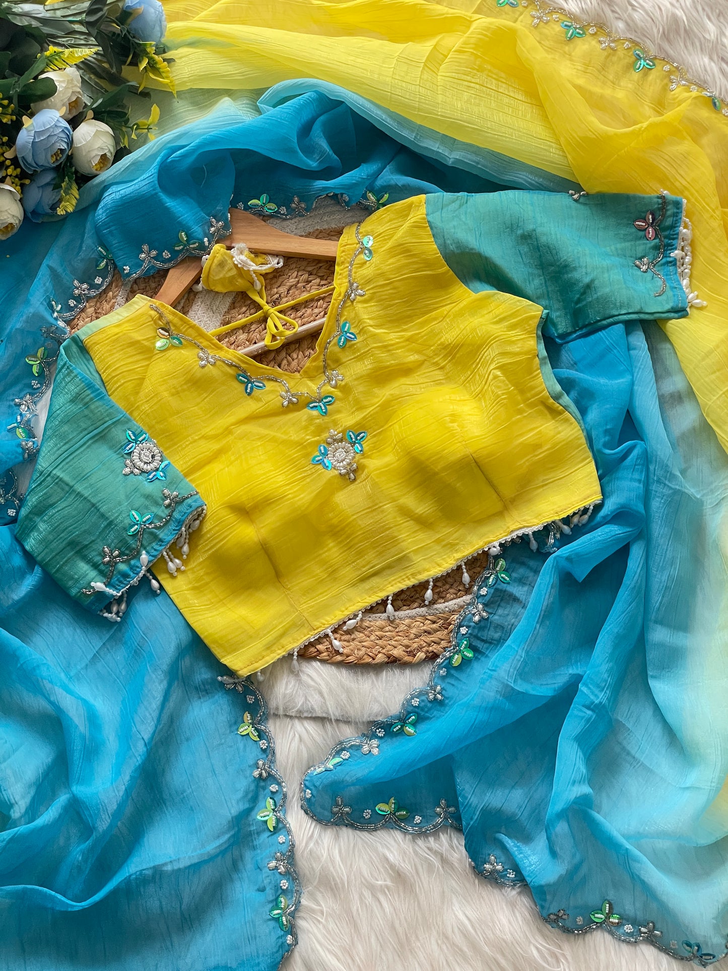 Pure soft crunchy pedding silk saree