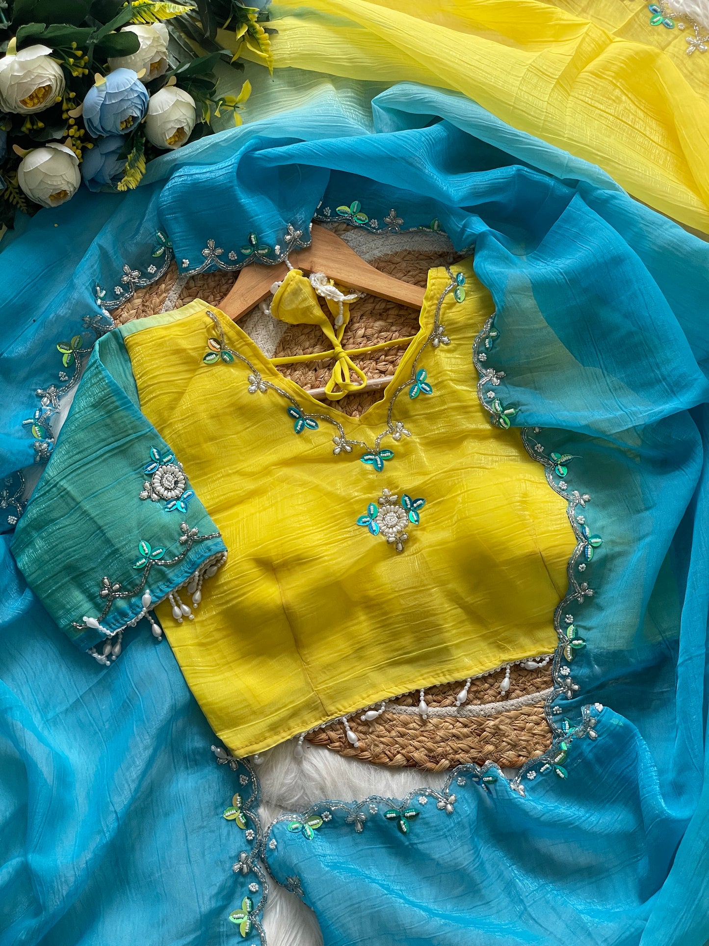 Pure soft crunchy pedding silk saree