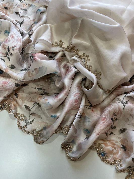 Pure Satin georgette saree