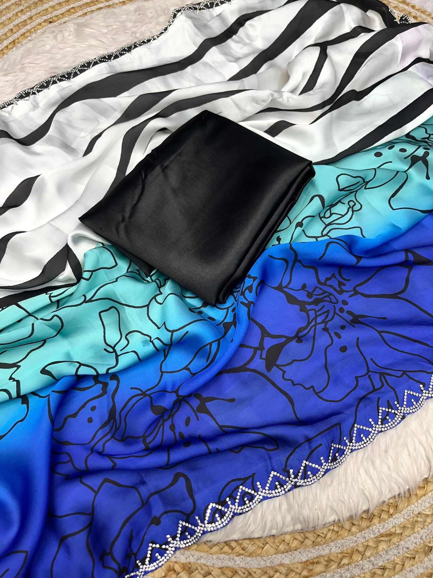 Soft Sattin Gorgettte Saree