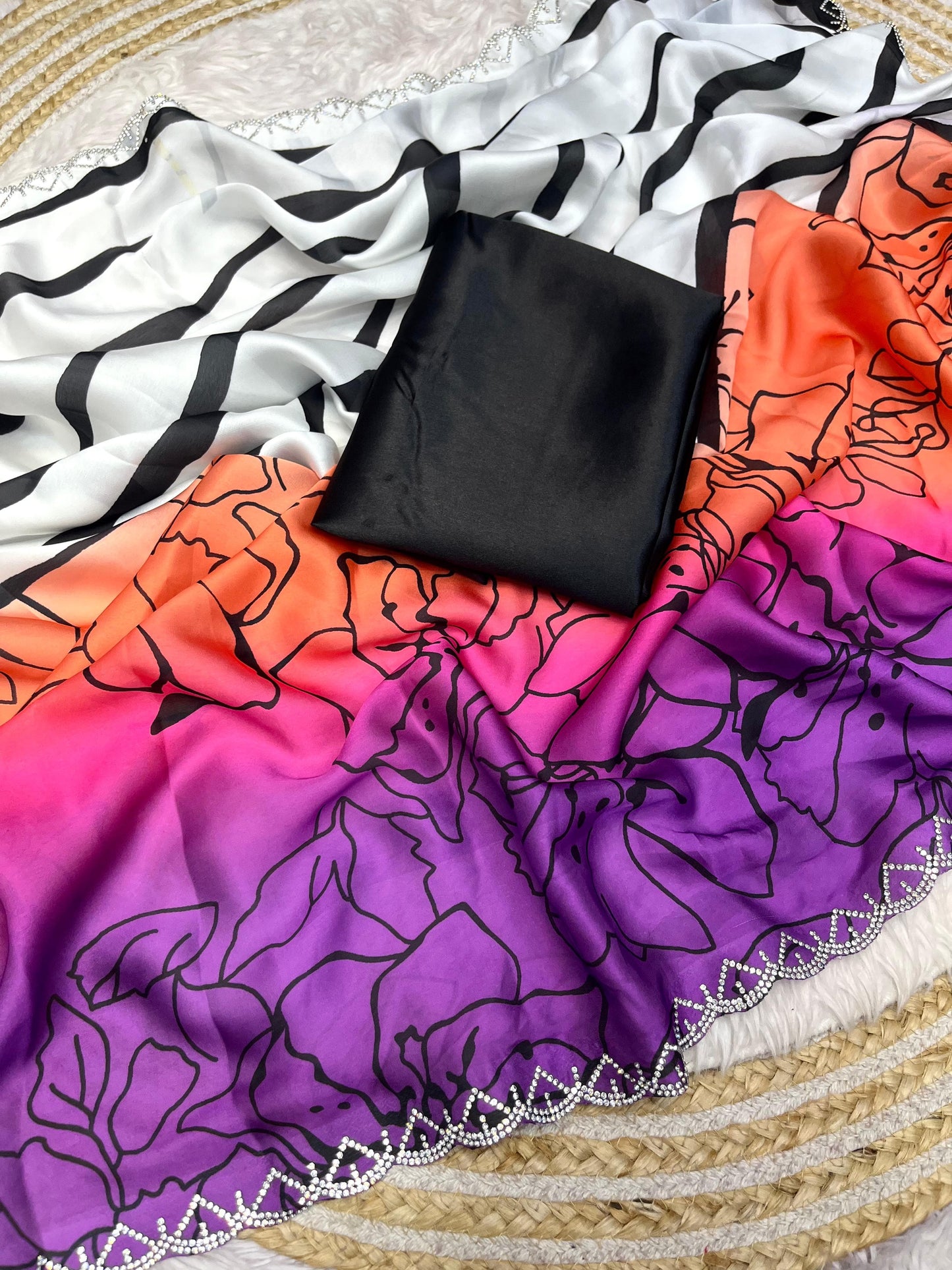 Soft Sattin Gorgettte Saree