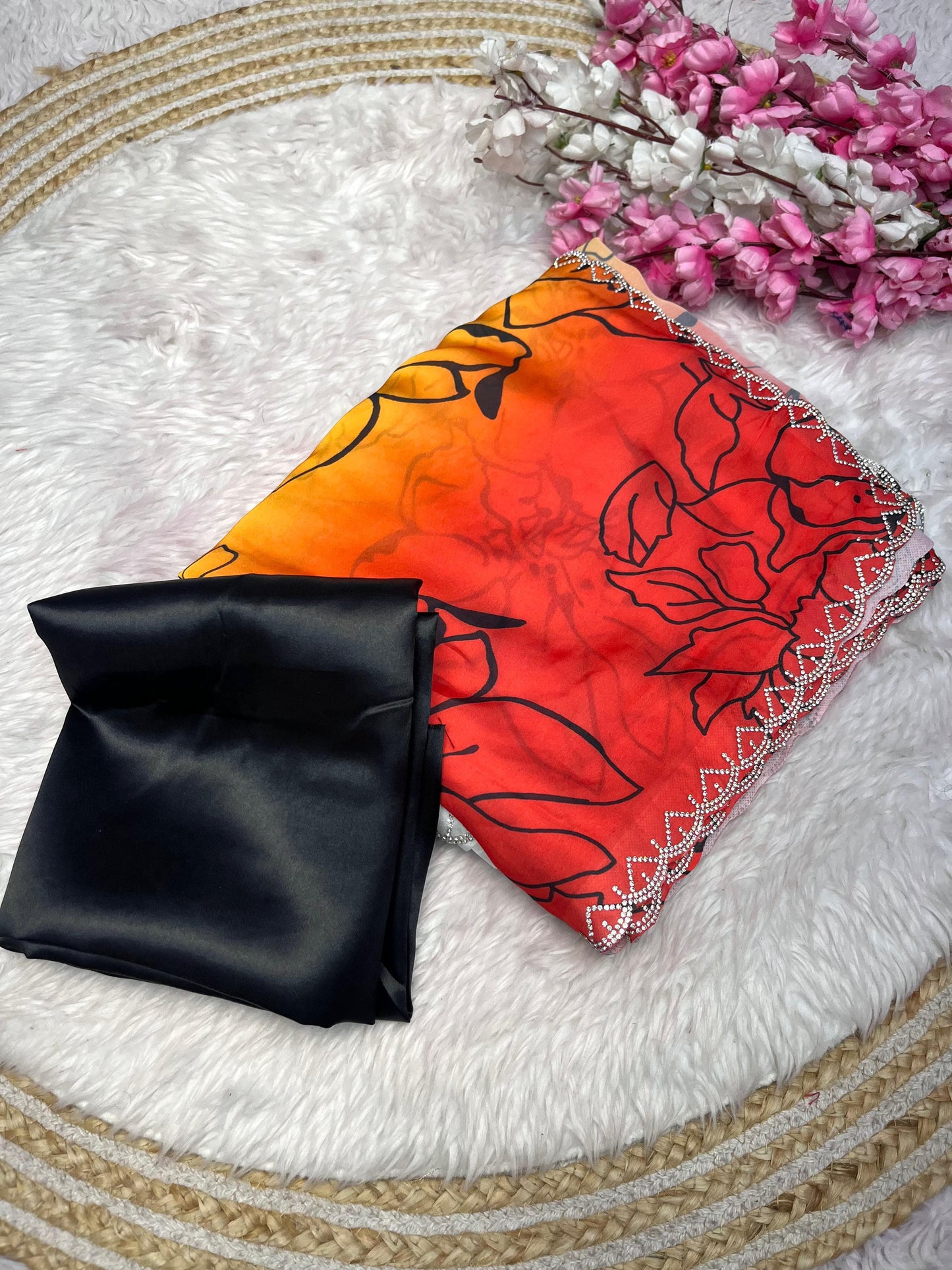 Soft Sattin Gorgettte Saree