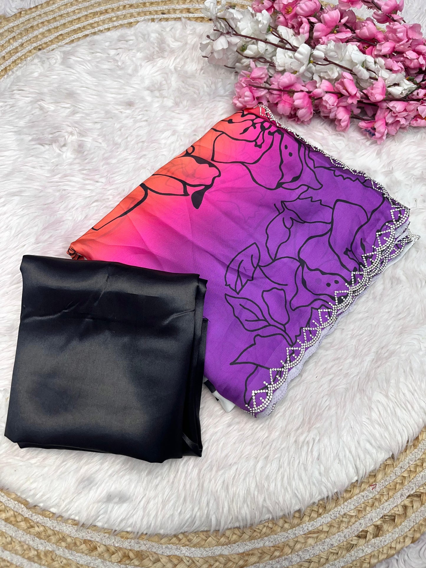 Soft Sattin Gorgettte Saree