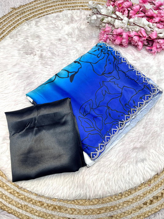 Soft Sattin Gorgettte Saree