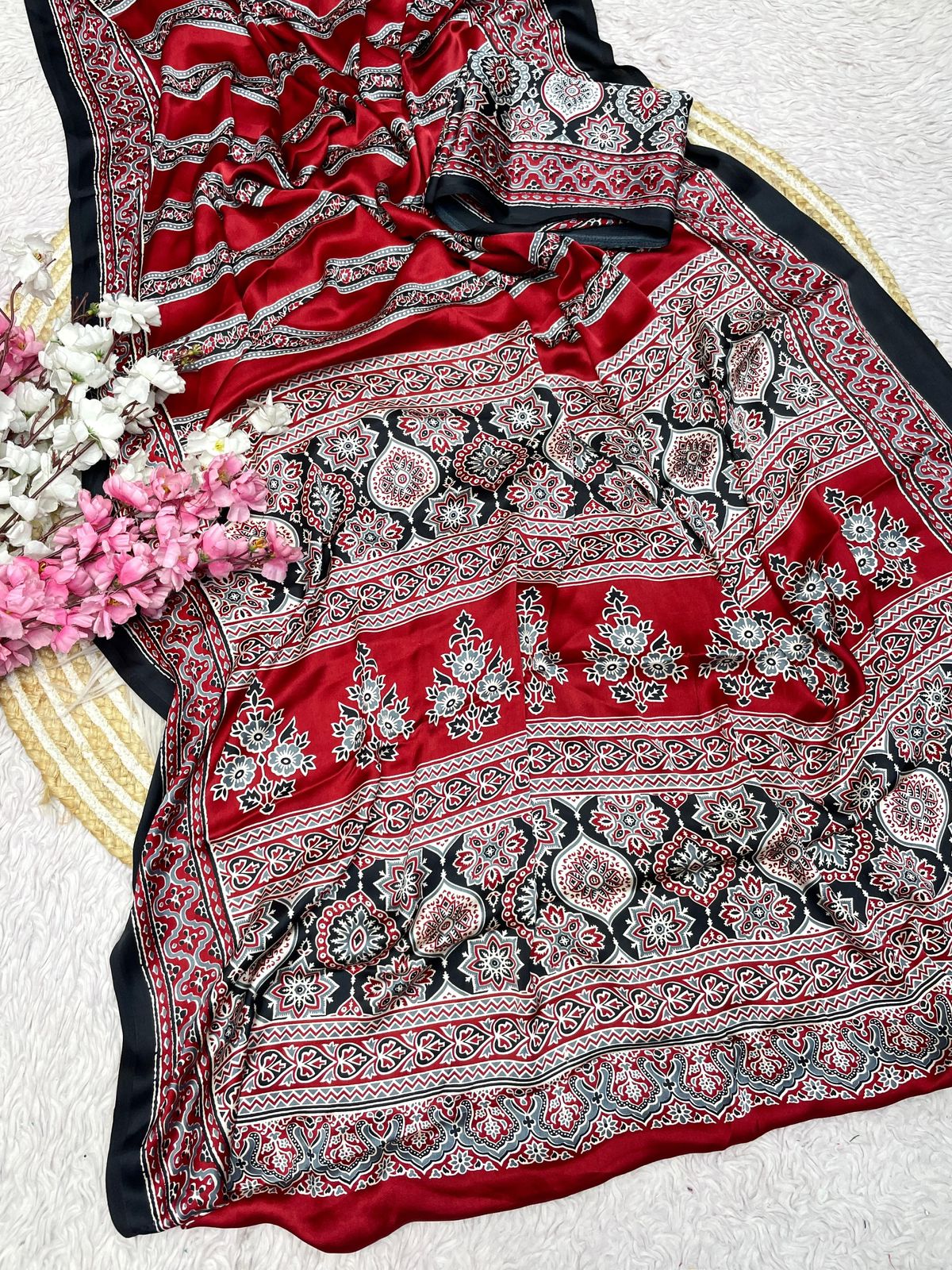 Pure Ajrak modal silk printed Saree
