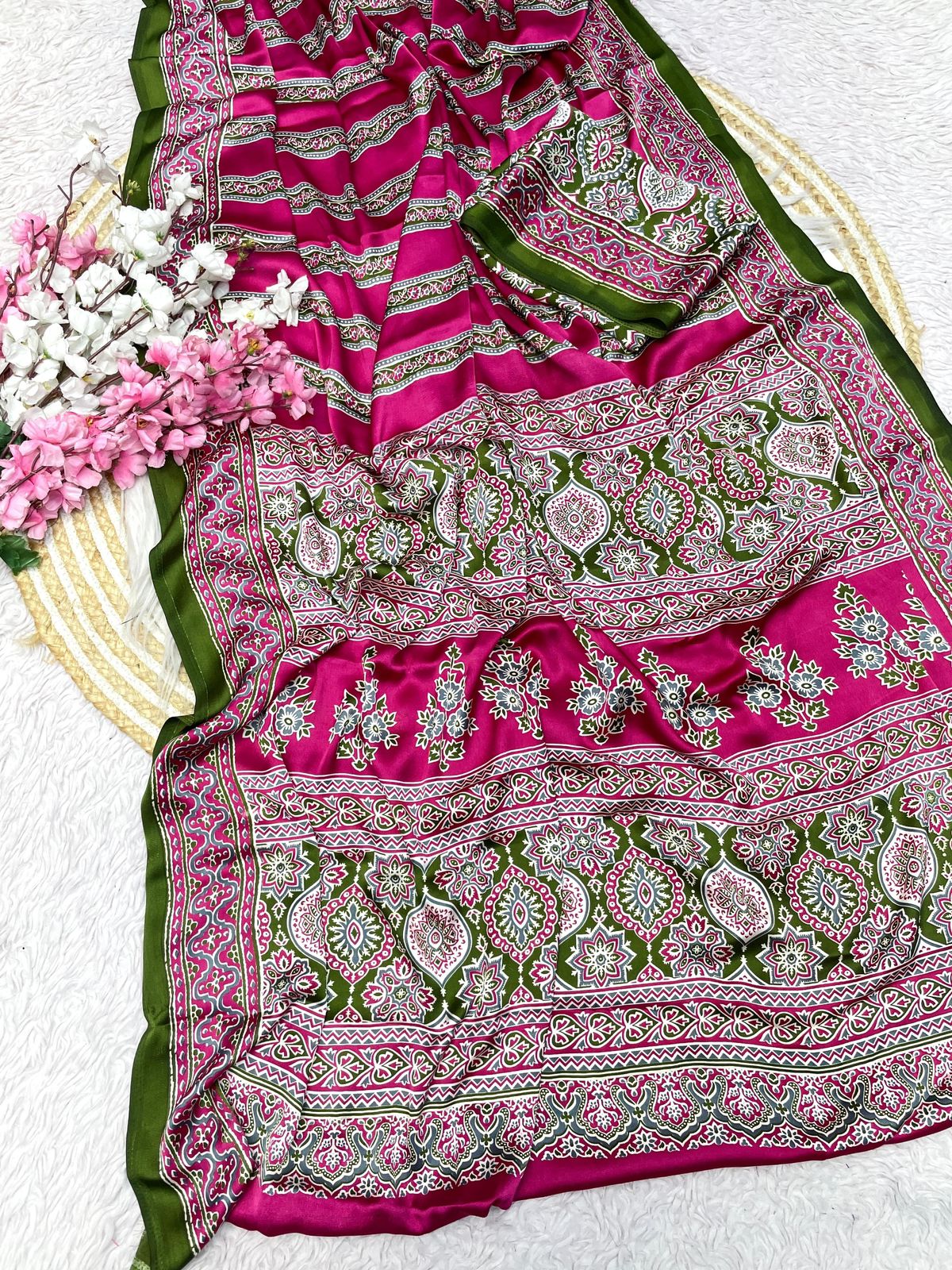 Pure Ajrak modal silk printed Saree