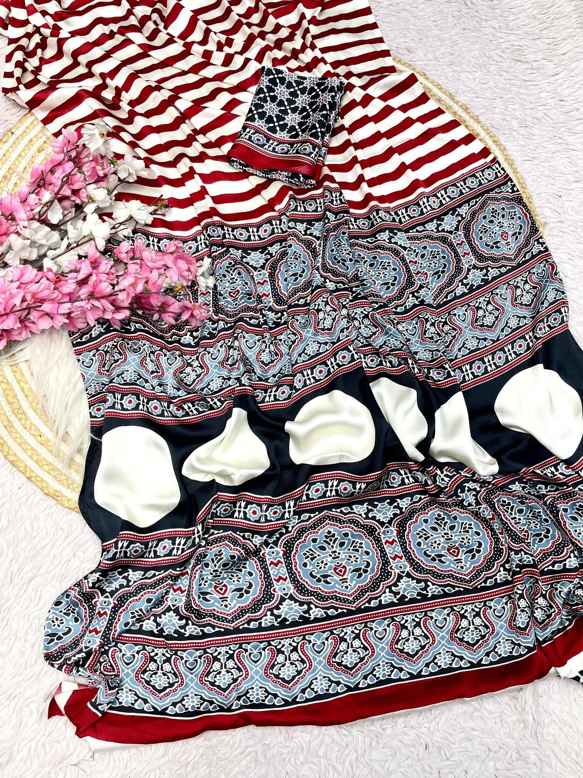 Pure Ajrak modal silk printed Saree