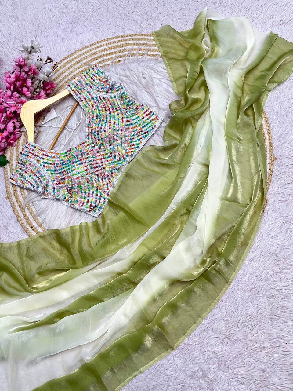 Pure soft fendi sattin padding saree.
