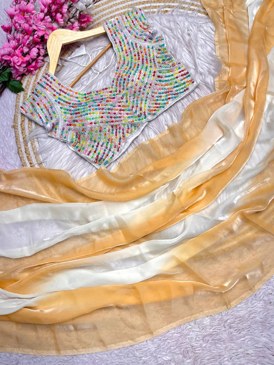 Pure soft fendi sattin padding saree.
