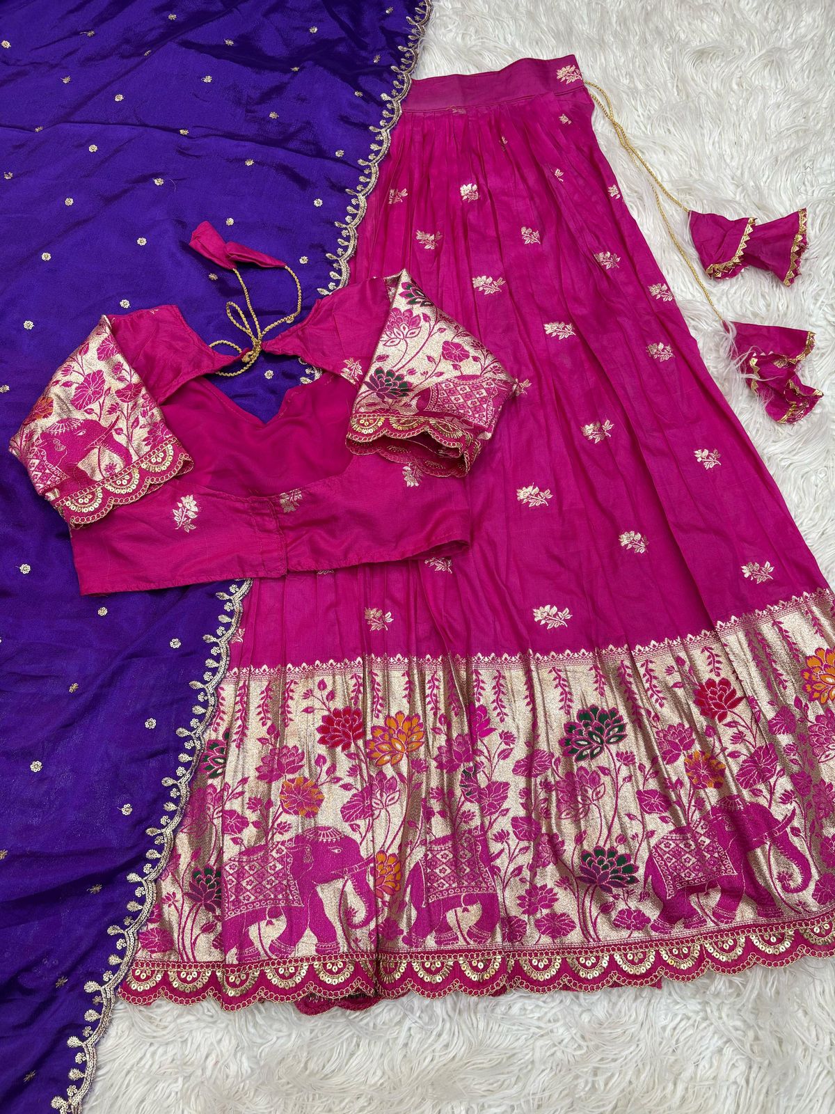 Half saree fully stitched lehanga