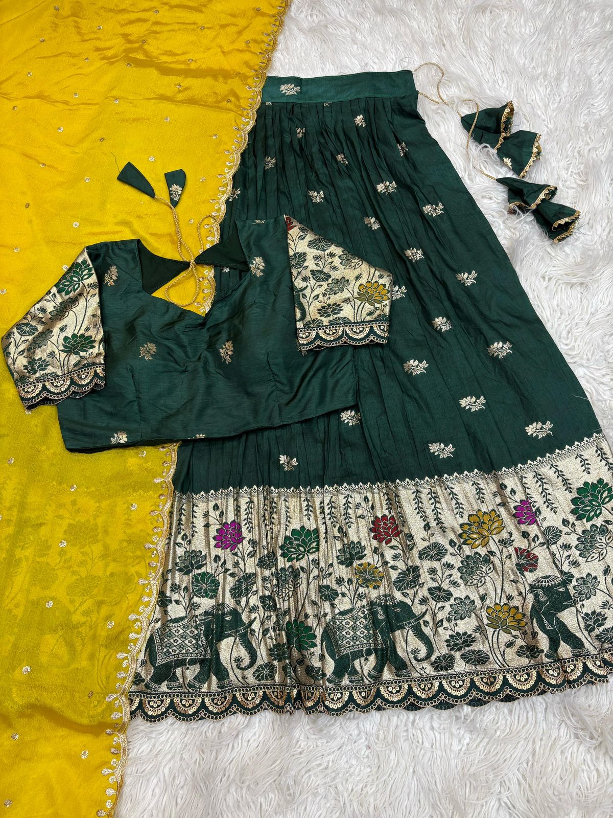 Half saree fully stitched lehanga