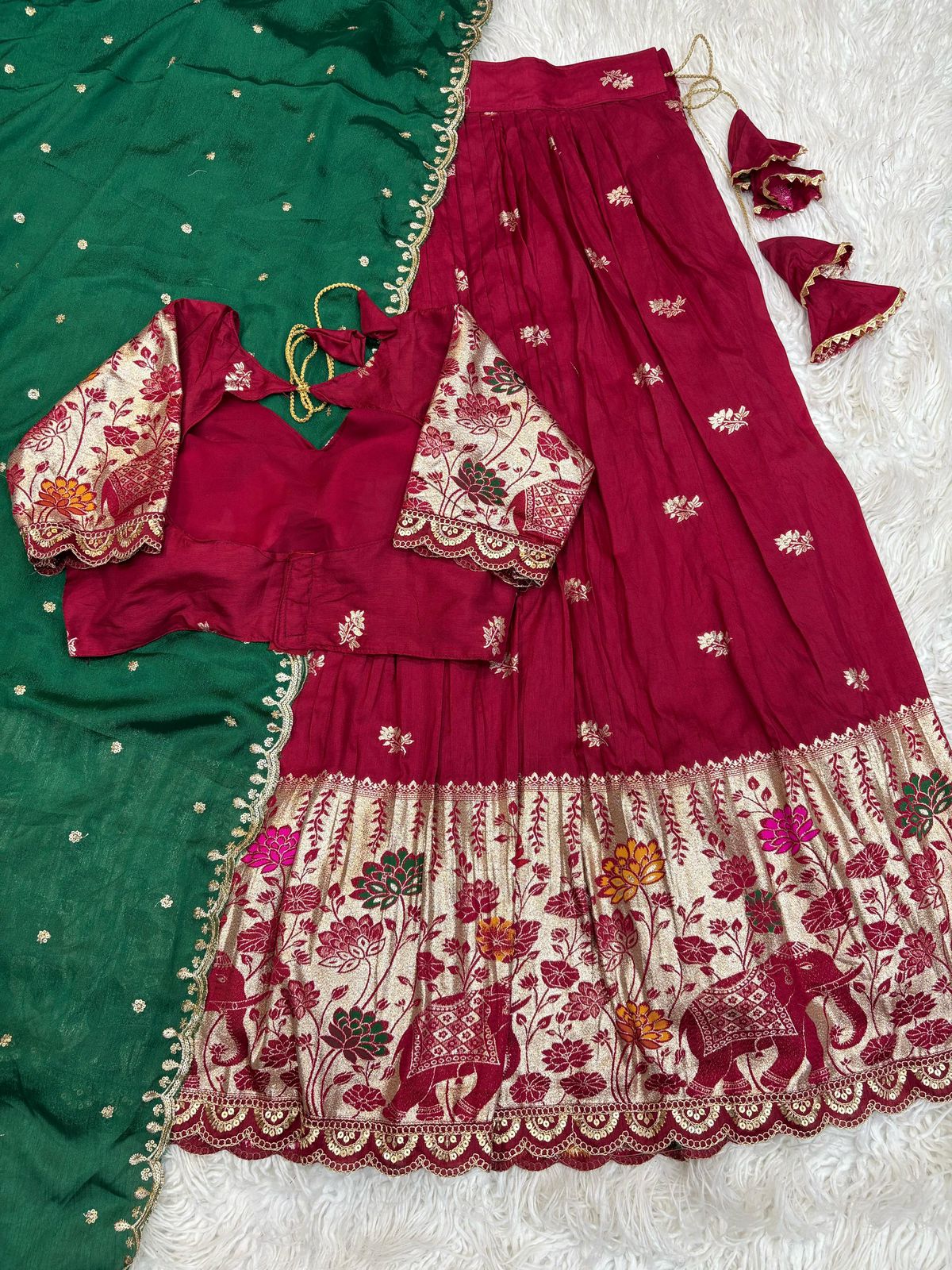Half saree fully stitched lehanga