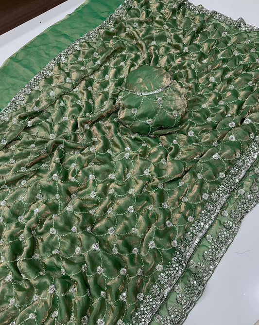 Space Sattin Dual Shad Saree