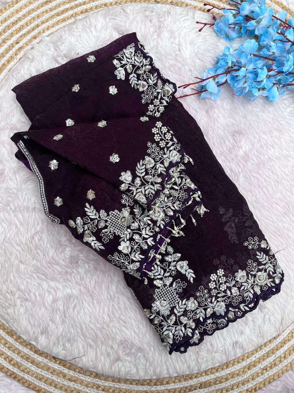 Pure Fandy satin crush saree