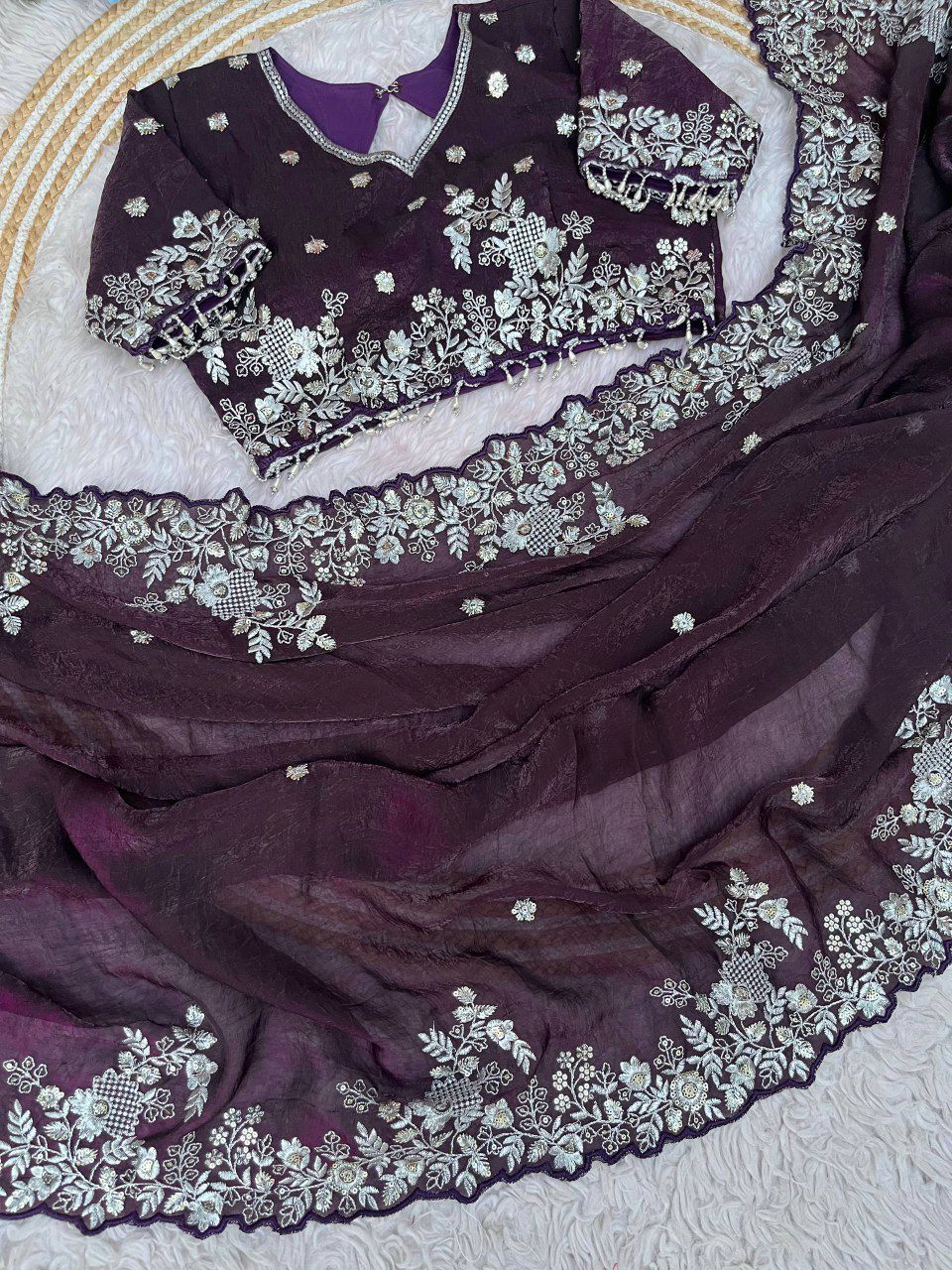 Pure Fandy satin crush saree