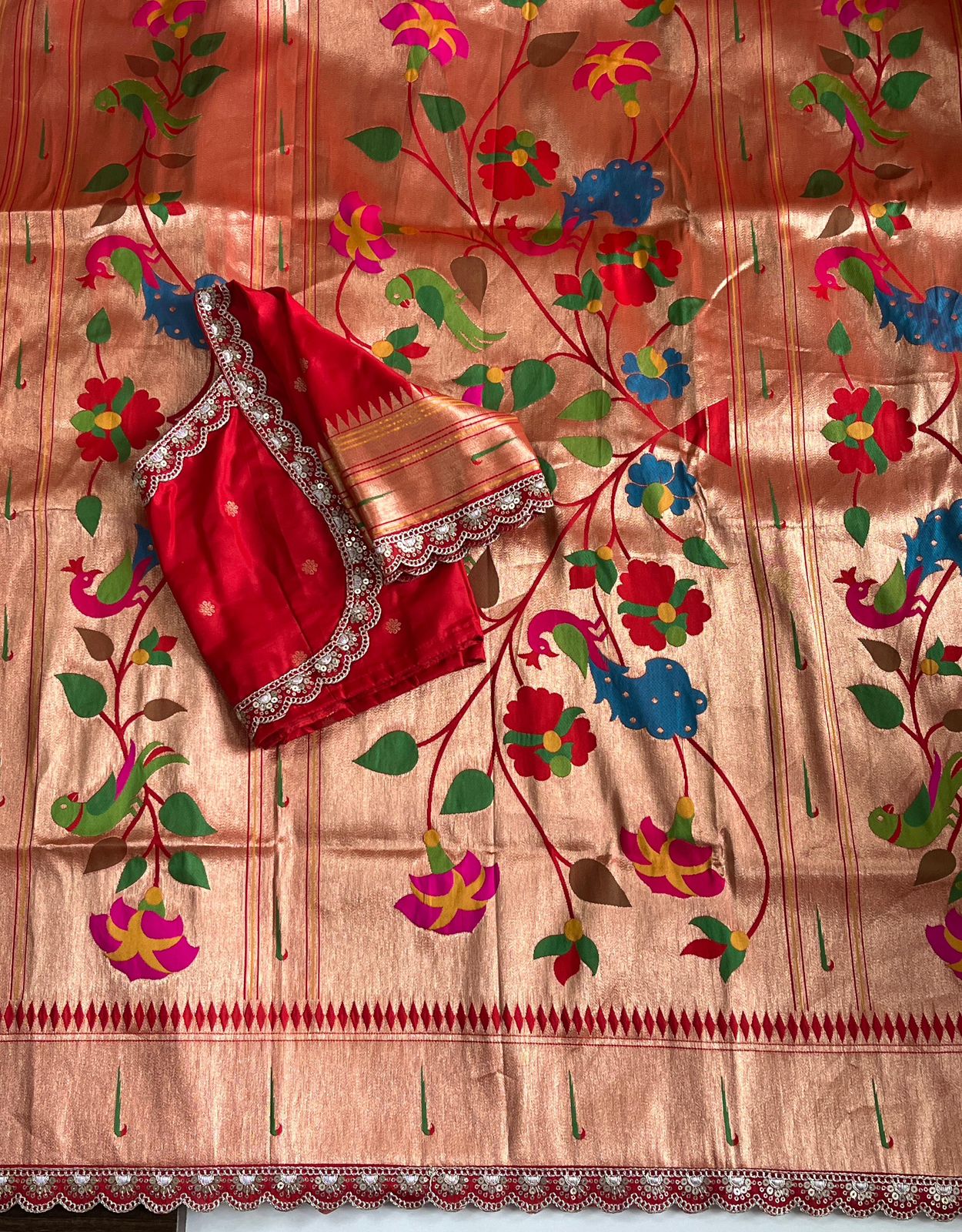 Banarasi pattu saree with paithani weaving