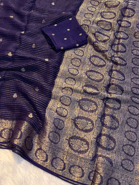 Pure Viscose Soft Chinon Saree