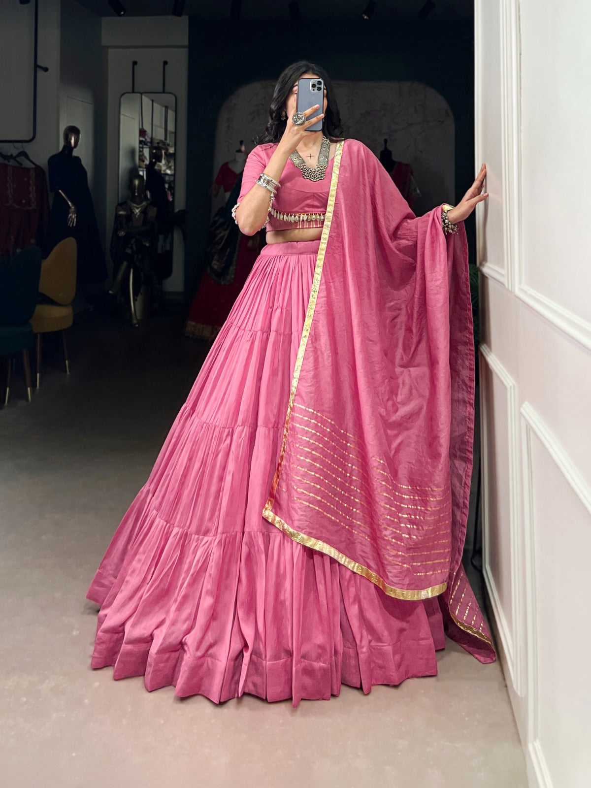 Pure Chanderi Lahenga