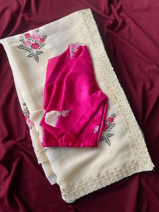 Pure chiffon crush saree