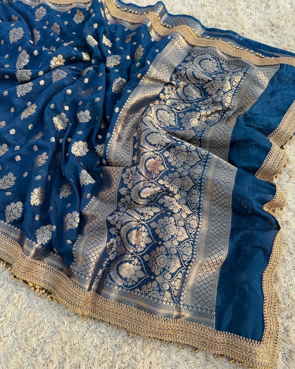 BANARASI SOFT KHADDI GEORGETTE SILK SAREE