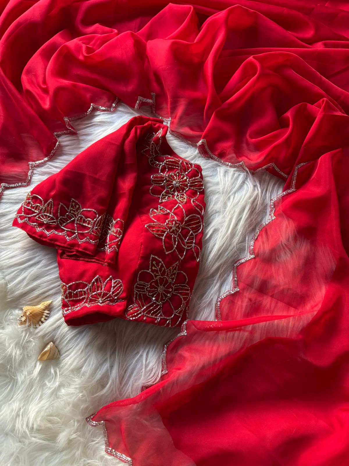 Soft Teby Silk Handwork cuttdana Work Sareee